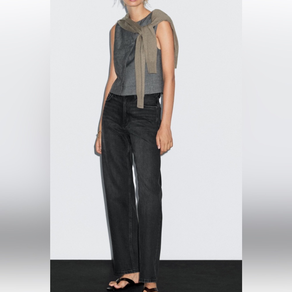 Massimo Dutti Black Straight Leg Jeans
